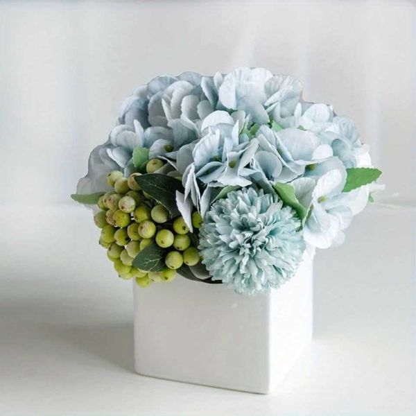 Elegant Faux Peony Hydrangea Arrangement In Ceramic Vase - Perfect For Decor Weddings nts Acrylic centerpieces FlorerosT250117