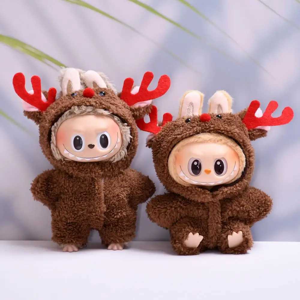 For 17cm Labubu V1 V2 clothes Christmas reindeer outfit cute baby clothes Dolls Accessories Cute Decoration Little Clothes T250612