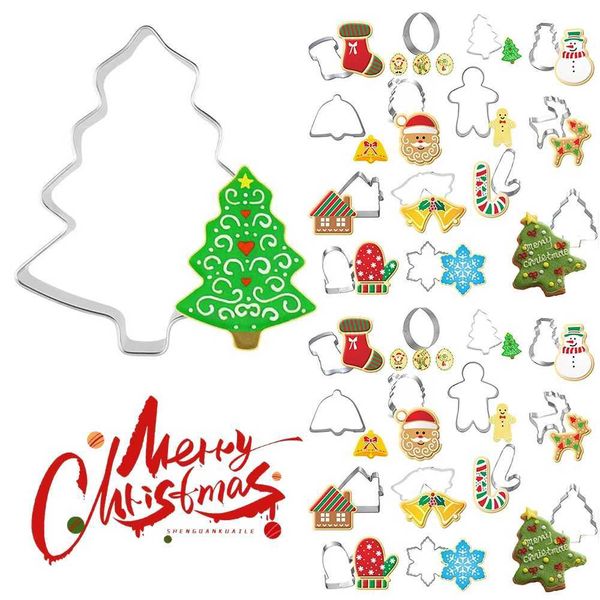 14pcs Christmas Cookie Cutter Gingerbread Xmas Tree Mold Christmas Cake Decoration Tool Navidad Gift DIY Baking Biscuit Mod Z250116
