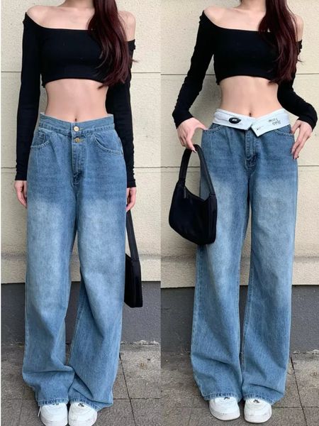 Autumn Products Jean Clothes For Teenagers Y2k Aesthetic Clothing Vintage Harajuku Womens Slacks Fashion Baggy y240402