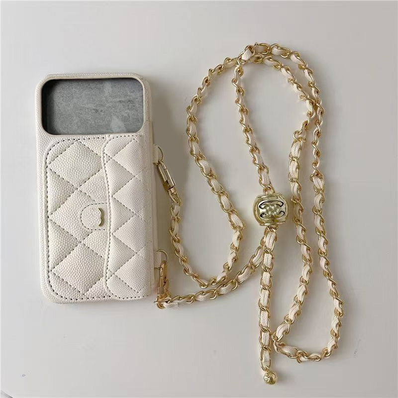 Phone Case Designer iPhone Case For iPhone 17 Pro Max 15 Pro Max 14 13 12 Plus 16 Plus Case Wallet Card Holder Crossbody Leather Caviar Quilted Case