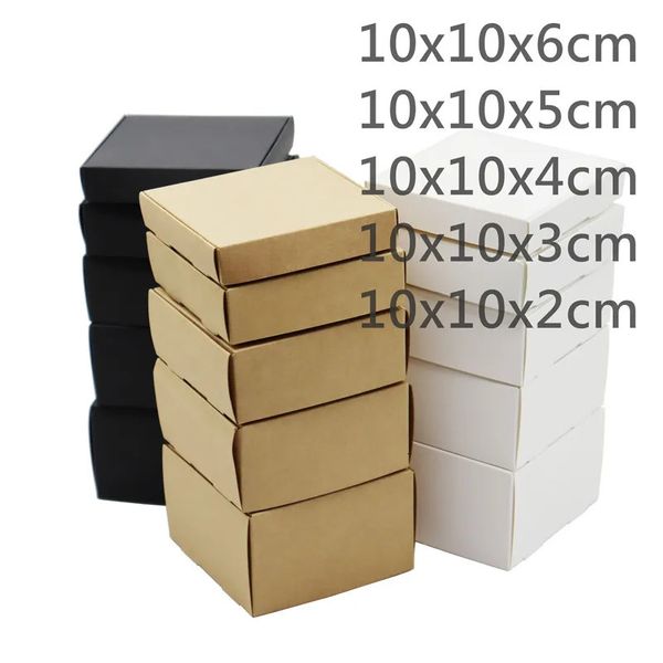 50Pcs 10x10cm Series Kraft Paper Packaging Box Handmade DessertCandyCookie Party Wedding Favorite Display Boxes 240129