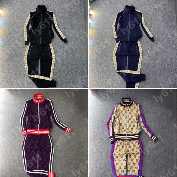 tracksuit women designer track suit 2 Piece Sets Stand collar long sleeve zip up jacket and Mid Rise Sweatpants Letter webbing reflective st