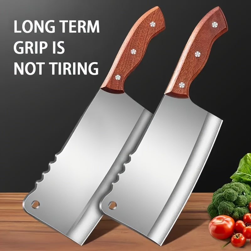 TEMU Heavy-duty Stainless Steel Boning Knife, Kitchen Tool, Thick Blade, Professionally , Sharp And Durable, And Cuts Large Bones, Meat, And Fish.