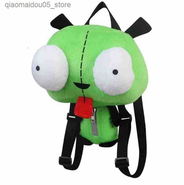 Dolls Alien Invader Zim 3D Eyes Robot Gir Cute Stuffed Plush Backpack Green Bag Xmas Gift 14 inches plush toy 230627 Q240625