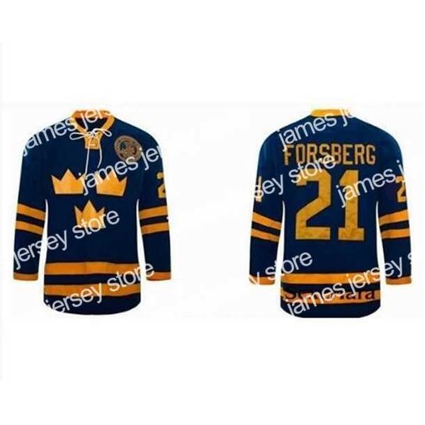 College Hockey Wears Thr Custom Men Youth women Thr tage Hot #21 Peter Forsberg Jersey Team SWEDEN Hockey Jersey Size S-5XL or custom any na