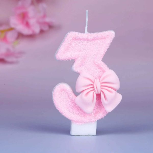 Creative digital candles new girl pink bow birthday candles For birthday parties party candels candle decor birthday candle Y240815