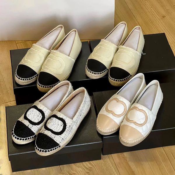 Lady Designer Shoe ballet fisherman shoe for Woman Man double espadrilles quilted Leather Casual Dance Dress Shoe Luxury Fabric Flat Heel lo