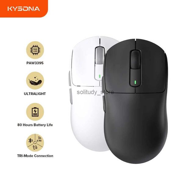 Mice Kysona M600 PAW3395 Wireless Bluetooth Gaming Esports Mouse 55g 26000DPI 6 Buttons Optical PAM3395 Computer Mice For Laptop PC Q240613