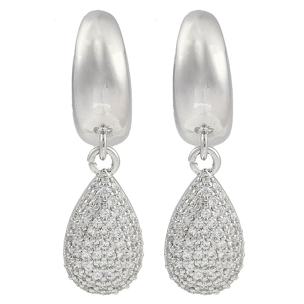 Boucles d'oreilles pendantes en forme de larme avec zircone cubique transparent