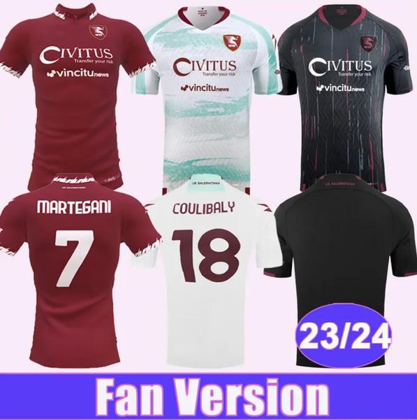 23 24 Salernitana Mens Soccer Jerseys FAZIO CABRAL COULIBALY BOTHEIM BOHINEN MARTEGANI Home Red Away 3rd Football Shirts Adult Short Sleeve