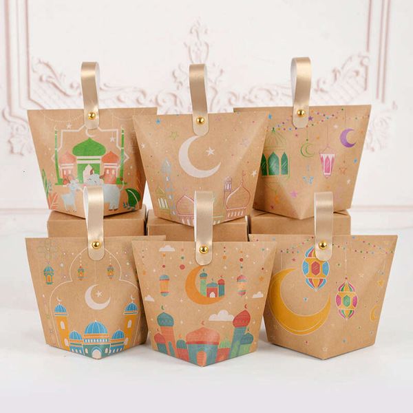 12Pcs Ramadan Candy Gift EID Mubarak Cookie Snack Packaging Bag Treat Box 2025 Islamic Muslim Party Decoration Supplies