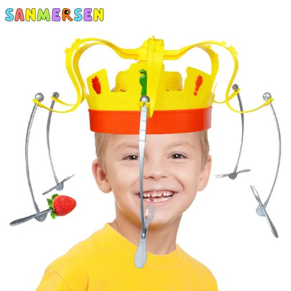 Family Party Game Crown Food Hat Trick Toy Chow Crown Funny Tidy Eat The Food With Revolving Party for Kids Christmas Games