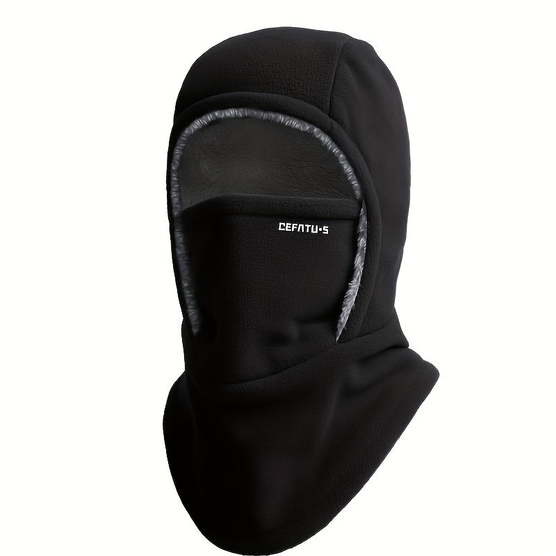 TEMU 1pc Winter Balaclava Face Mask With Integrated Neck Warmer And Ear Protection, Thickened Outdoor Headwear For Cycling, Running, Skiing, Fishing,