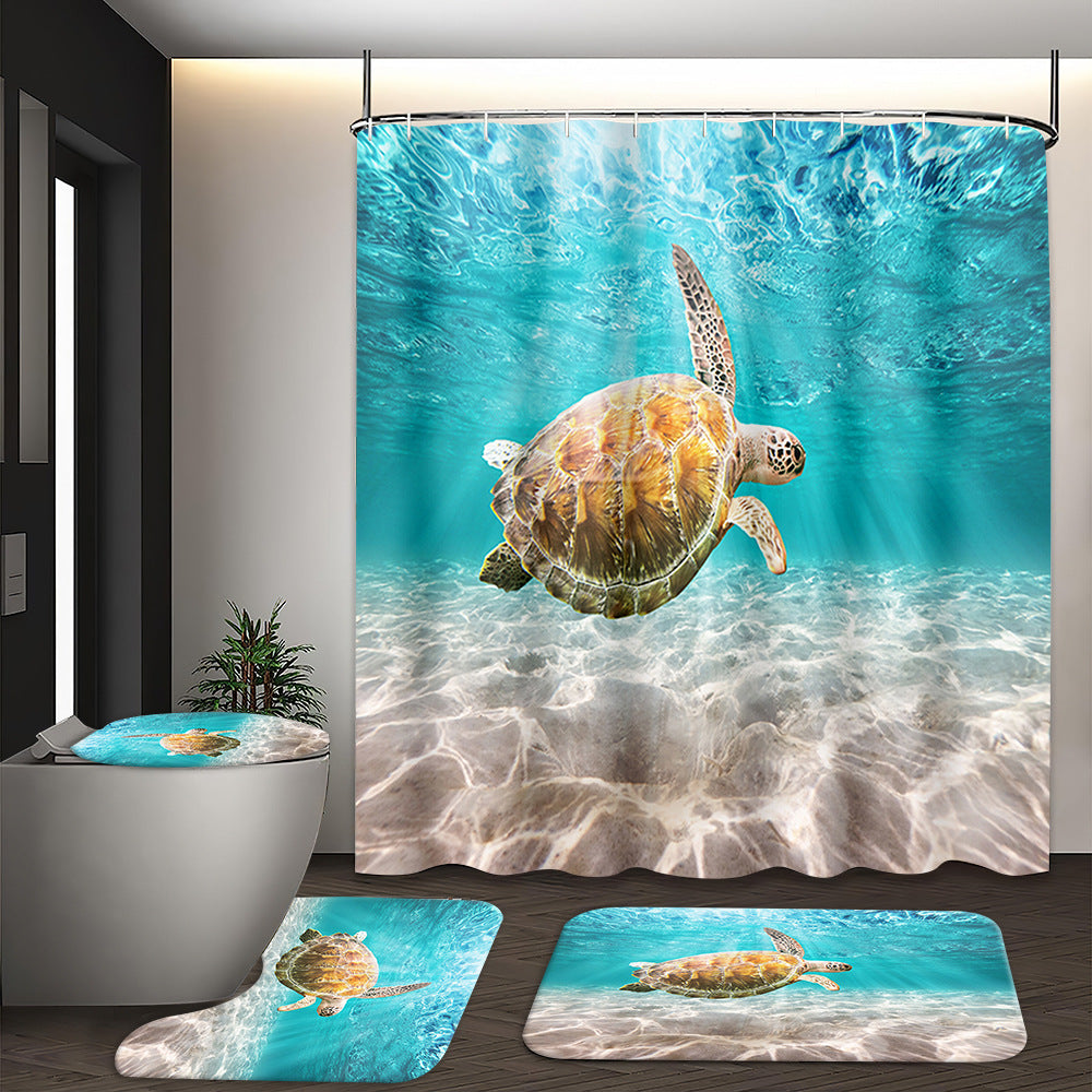 YL-37553 Hot selling digital printed shower curtain animal waterproof, mildew-proof and moisture-proof bathroom dry and wet separation curtain