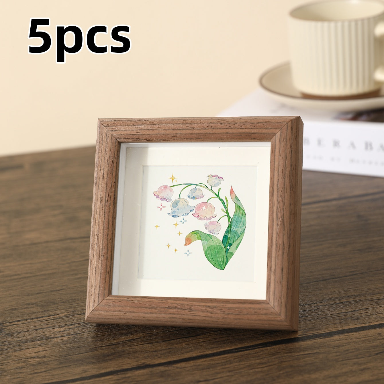 TEMU 2-3-5 Elegant Square Wooden Photo Frames: Desktop Decoration, , Perfect As Gifts