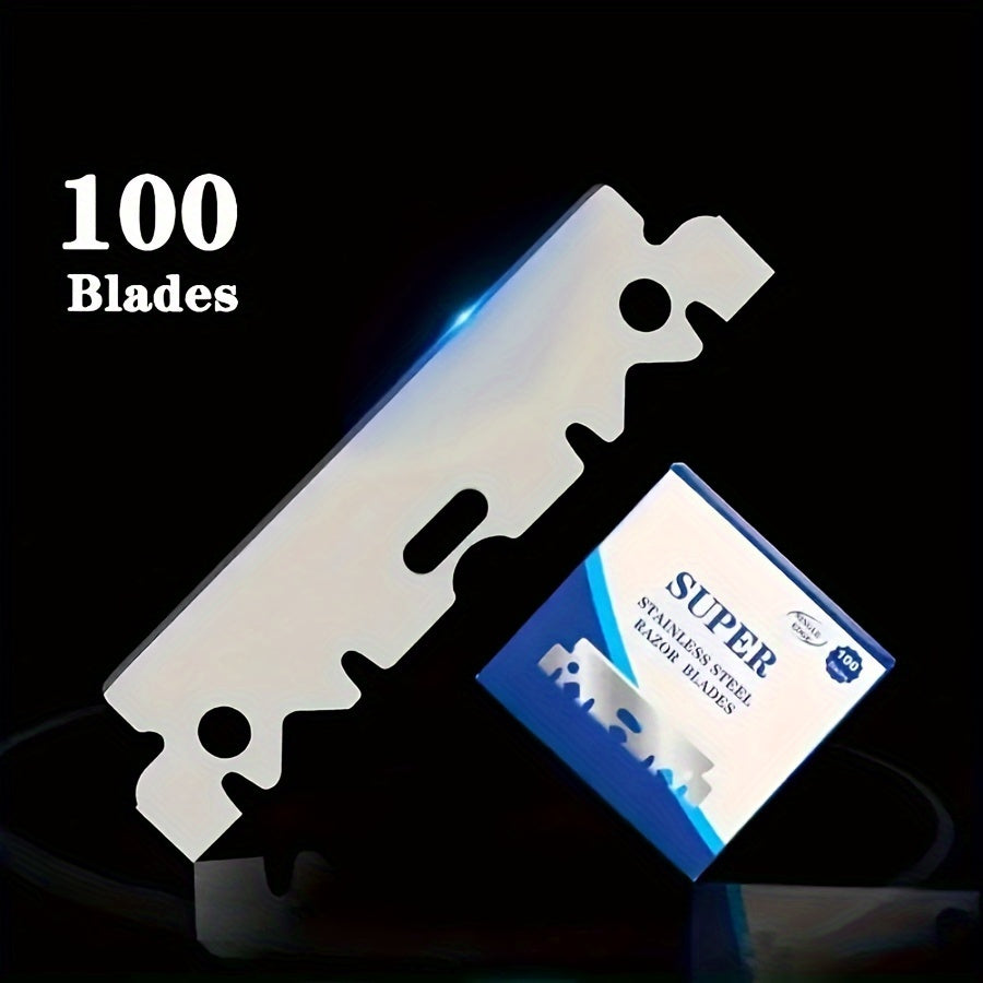 TEMU 100pcs Stainless Steel Safety , Half Single Edge, Old-fashioned Manual Shaving Blades For Barbers & Hairdressing Tools