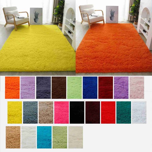RULDGEE Shaggy Silk Wool Livingroom Sofa Coffee Table Carpet Bedroom Bed Blanket Full of Tatami MatsThick Silk Plush AlfombraY240729