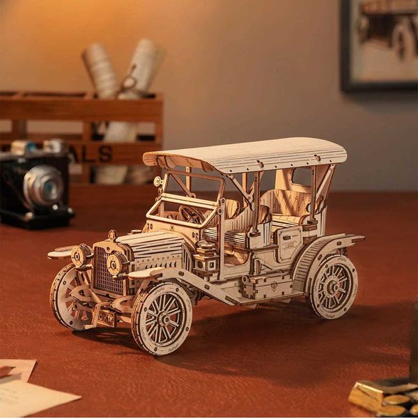 Robotime Rokr Classic Car 3D Wooden Puzzle Train Army Jeep Heavy Truck Vintage Car 5 Sc Model Building Kits for KidsT250118