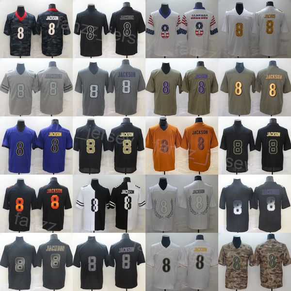Mans Football 8 Lamar Jackson Jerseys Embroidery And Sewing Goddess For Sport Fans Hyphenation Turn Back The Clock Shadow Smoke Color Rush V