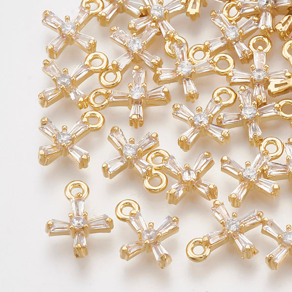 Messing Zirkonia kleine Kreuz Charms