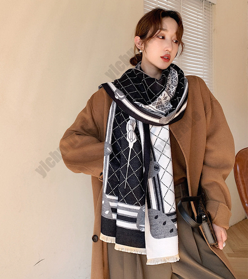 Design Cashmere Winter C Scarf Winter Shawls Thick Warm Lady Scarves Pashmina Wraps Print Female Stoles