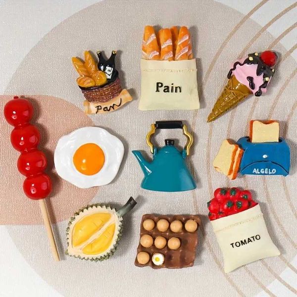 10pcs 3D Food Model Fridge Magnets Cartoon Bread Bag Refrigerator Magnetic Sticker Photo Message Holder Kitchen Fridge Sticker Y240816