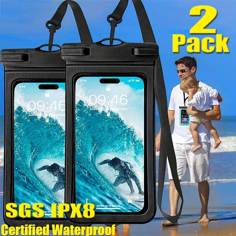 TEMU 2 Pack Phone Pouch, Tpu Responsive Touch Screen For Iphone 16-15-14-13 Pro (7.2 Inch) - Beach, Swimming, Diving, Snorkeling, Snowproof -