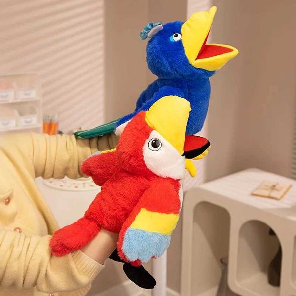 Plush Dolls New 6 Style Toucan Hand Puppet Plush Toys Kindergarten Performance Hand Control Toucan Parrot Bald Eagle Peacock Owl Flamingo z2