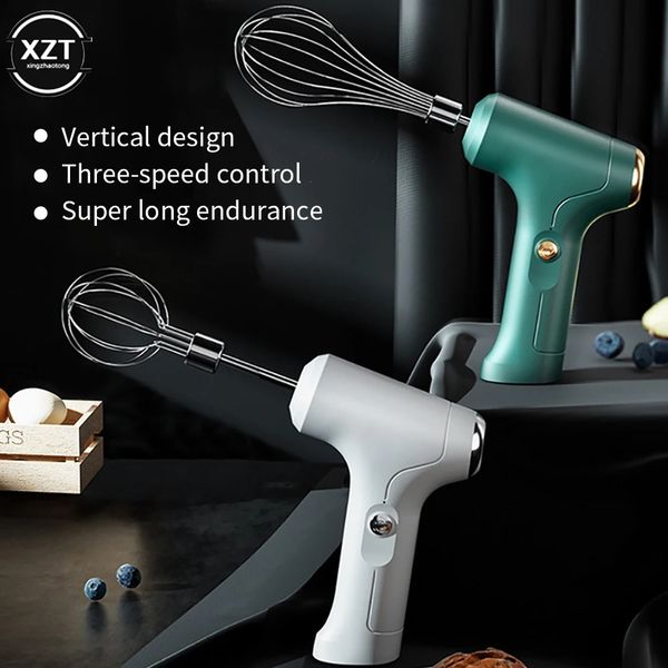 Portable Electric Food Mixer Wireless Hand Blender 3 Speeds Powerful Dough Egg Beater Baking Cake Cream Whipper Kitchen Tool 240109