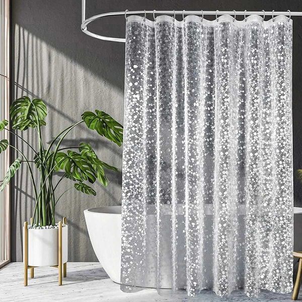Pebble shower curtain transparent lining waterproof bathtub shower cover Cobblestone bathroom curtain lining W240808