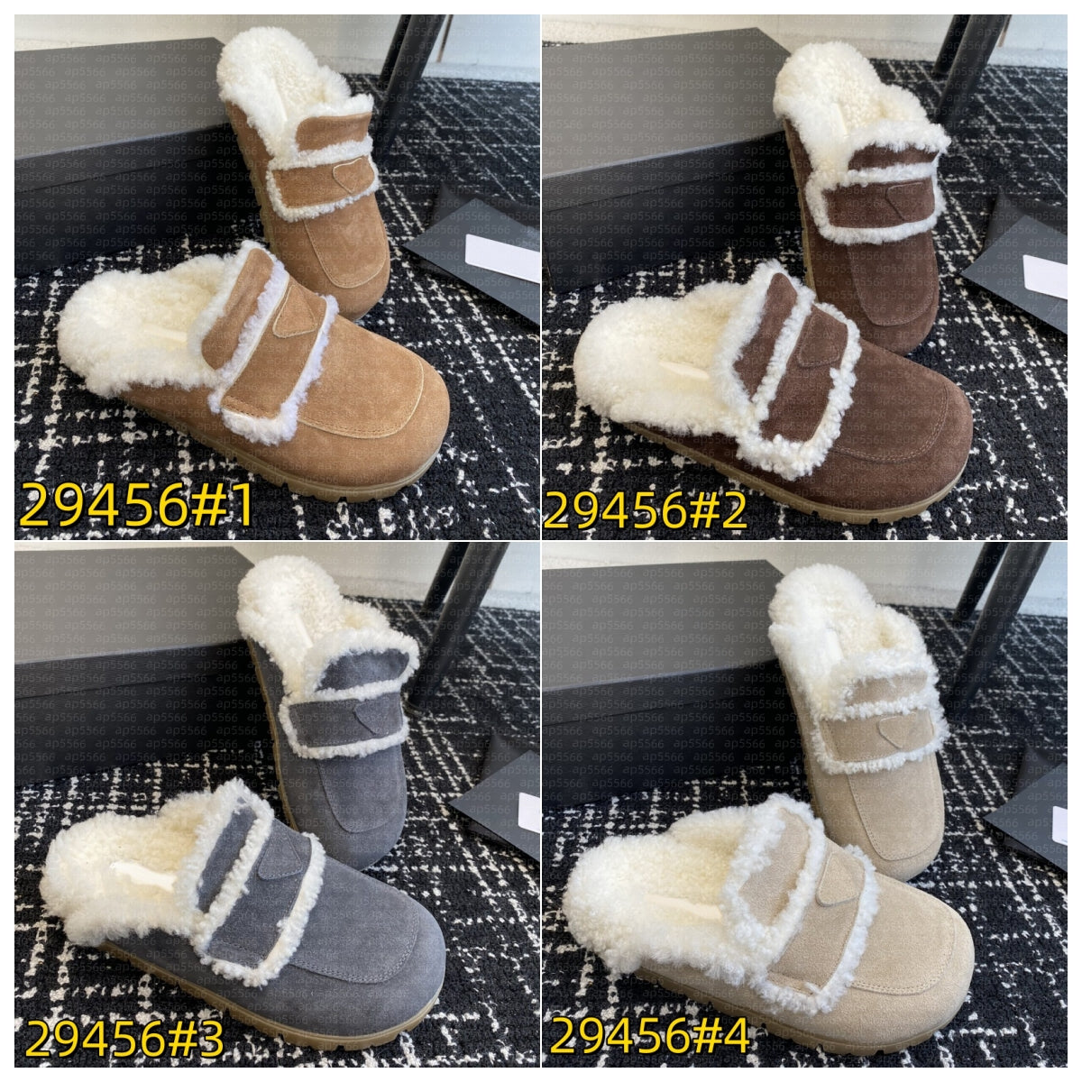 (Order by pic in opt, not by desc) Fashion shoes Lamb wool slippers Fluffy slippers flat sandals the latest hairy slippers in autumn and winter