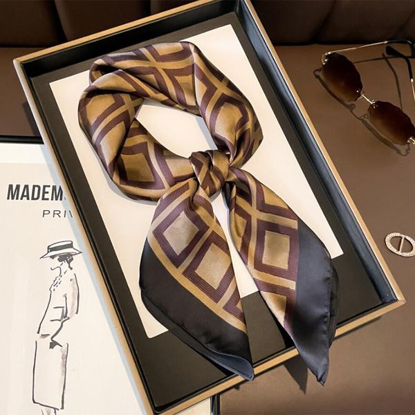 Trendy Designer Scarfs for Women Square Scarves Neck Cravat Headbands Super Soft Top Silk Ribbons Hair Bands Ties 120x8cm Multi Option