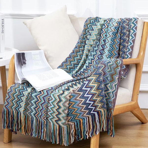 Versatile Handcrafted Bohemian Sofa Cushion Wrap Blanket Ideal for Bedroom, Office Use