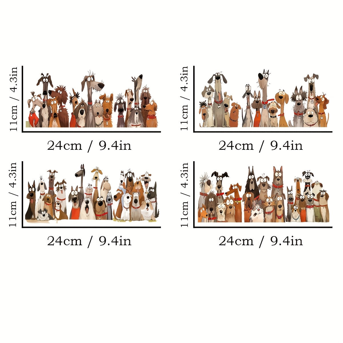 TEMU 4pcs-set Funny Dog Themed Uv Dtf Self-adhesive Plastic Cup Wraps, Waterproof & Scratch-resistant 3d Transfer Paper For Tumblers & Bottles -