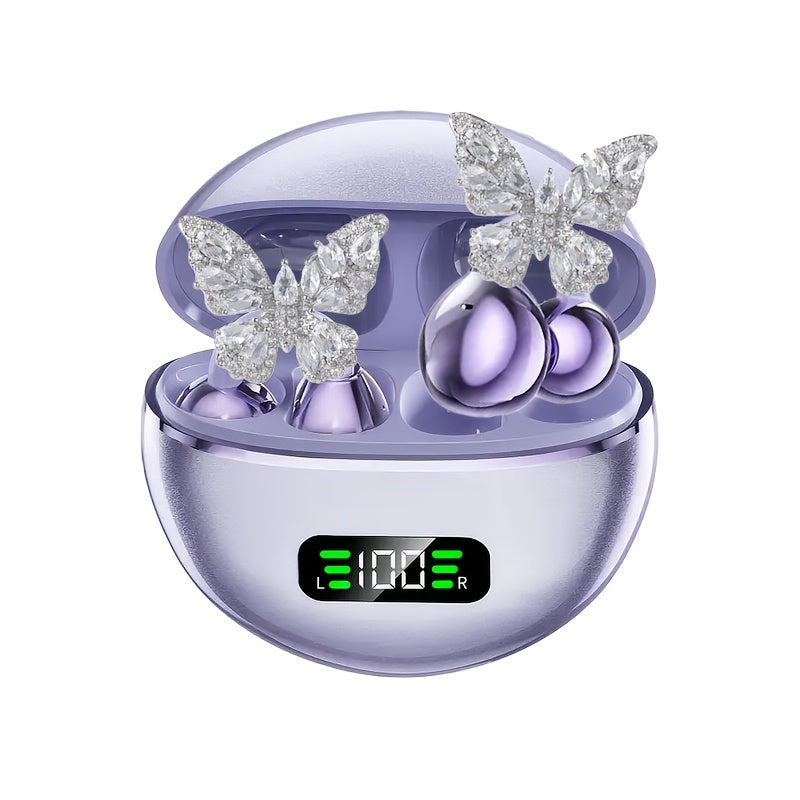 TEMU Earrings Headphones, Clip On Earbuds, Open-ear Wireless Earbuds, Comfortable Open Ear Headphones With Detachable Beautiful Earrings, Hands-,