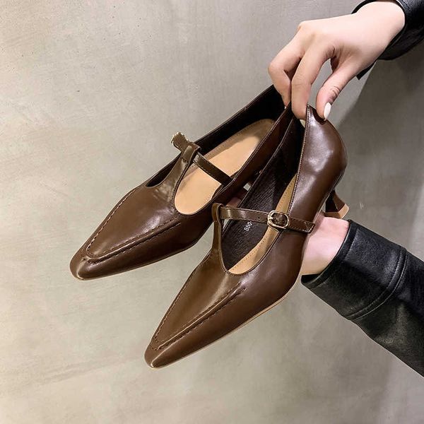 Heels high heels autumn new shallow mouth pointed thin heel paired with skirt trendy fashion single casual Mary Jane shoes for women