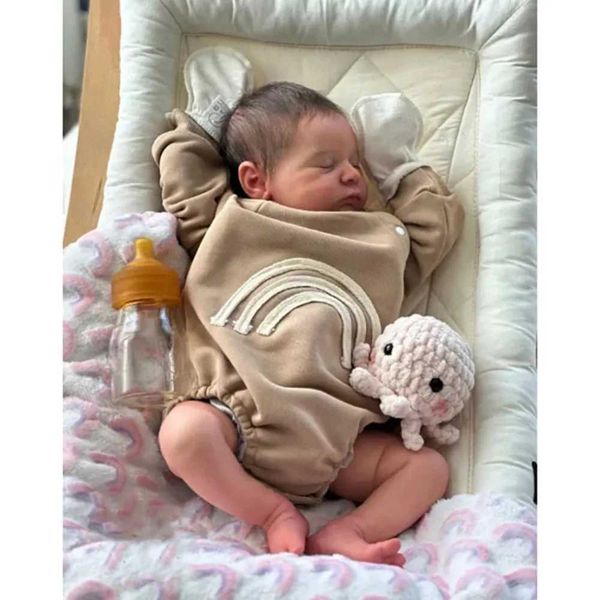 Dolls 19inch Bebe Dolls Laura with Hand Rooted Hair Muecas Bebes Newborn Sleeping Baby Real Soft Touch Dolls NinaL24731