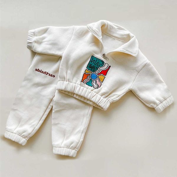 Clothing Sets Winter Warm Boys Clothing Set Thick Half Zipper Wool JacketPants Baby Boys Tracking Clothing Childrens Clothing Preschool Girl