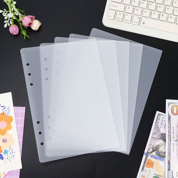 A5 5Pcs loose leaf binding cash budget PP storage bag 6ring notebook pagination waterproof PVC filing 240808