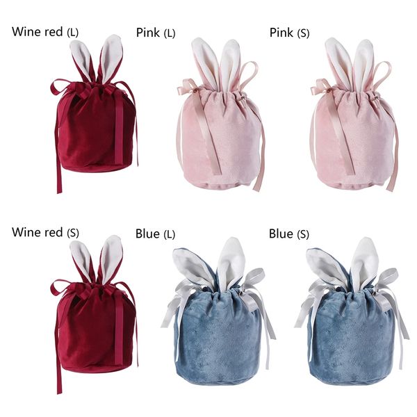 1pc Easter Bunny Ears Candy Bags Flannelette Easter Rabbit Chocolate Gift Packing Bags Wedding Birthday Party Jewelry Organizer