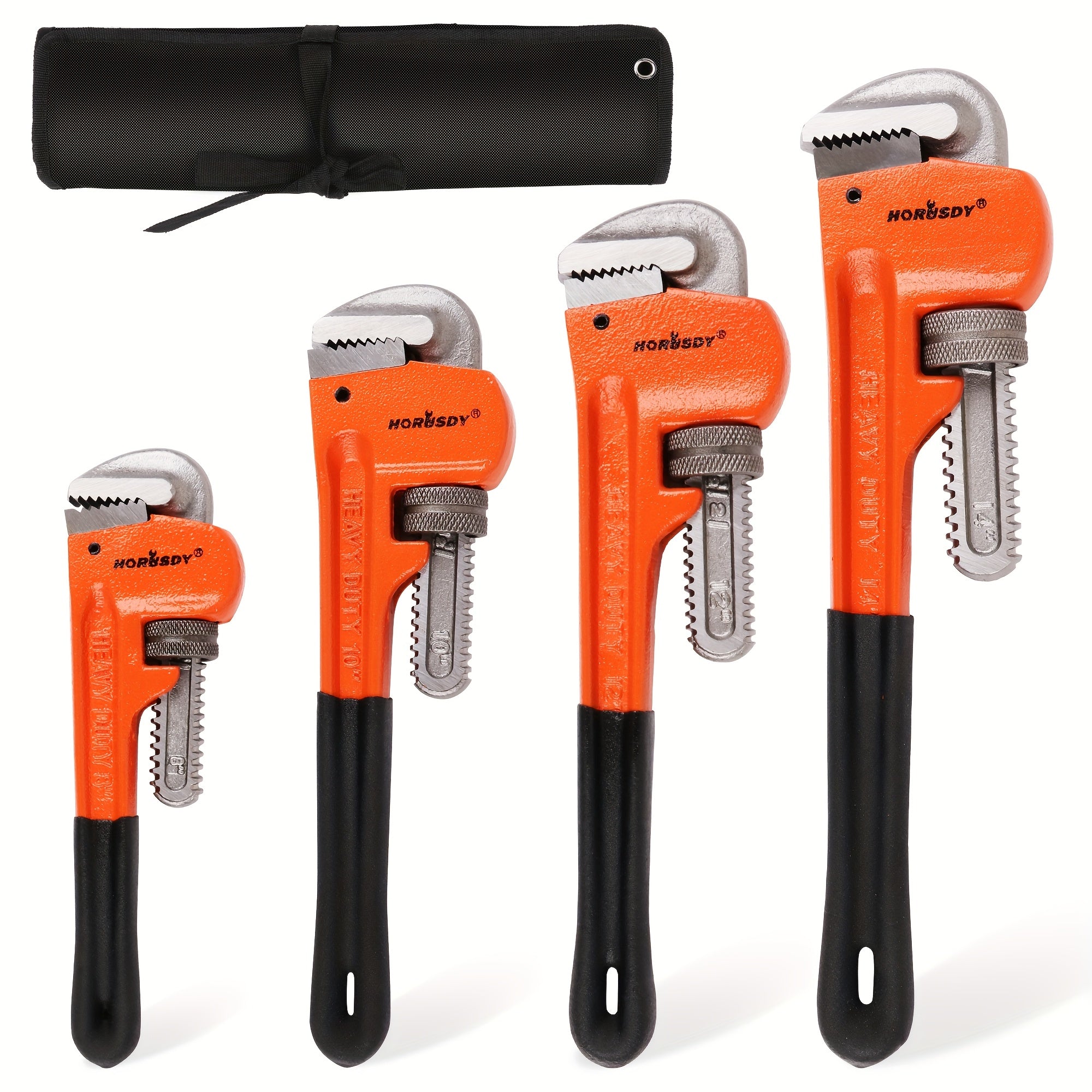 TEMU 4 Pack Heavy Duty Pipe Wrench Set, Adjustable 8" 10" 12" 14" Plumbing Wrench Set With Storage Is Suitable For Decoration Maintenance Related To