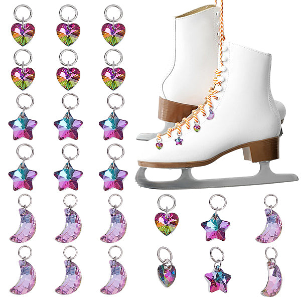 24 stücke 3 stile stern & mond & herz glas schuhe charme