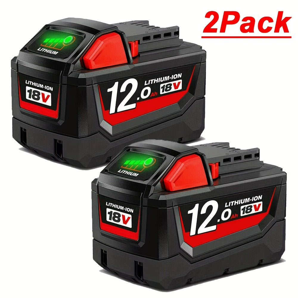 TEMU 2pack 12.0ah For Tool 48-11-1862 48-11-1828 48-11-1850 48-11-1852 For M18 Lithium-ion Hd 12000mah 18v Battery Power Tools