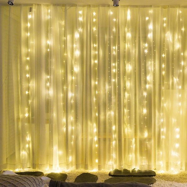 LED Solar Curtain Lights Ice Bar Waterfall Lights Patio Wedding Festival Decoration Light String wave-like