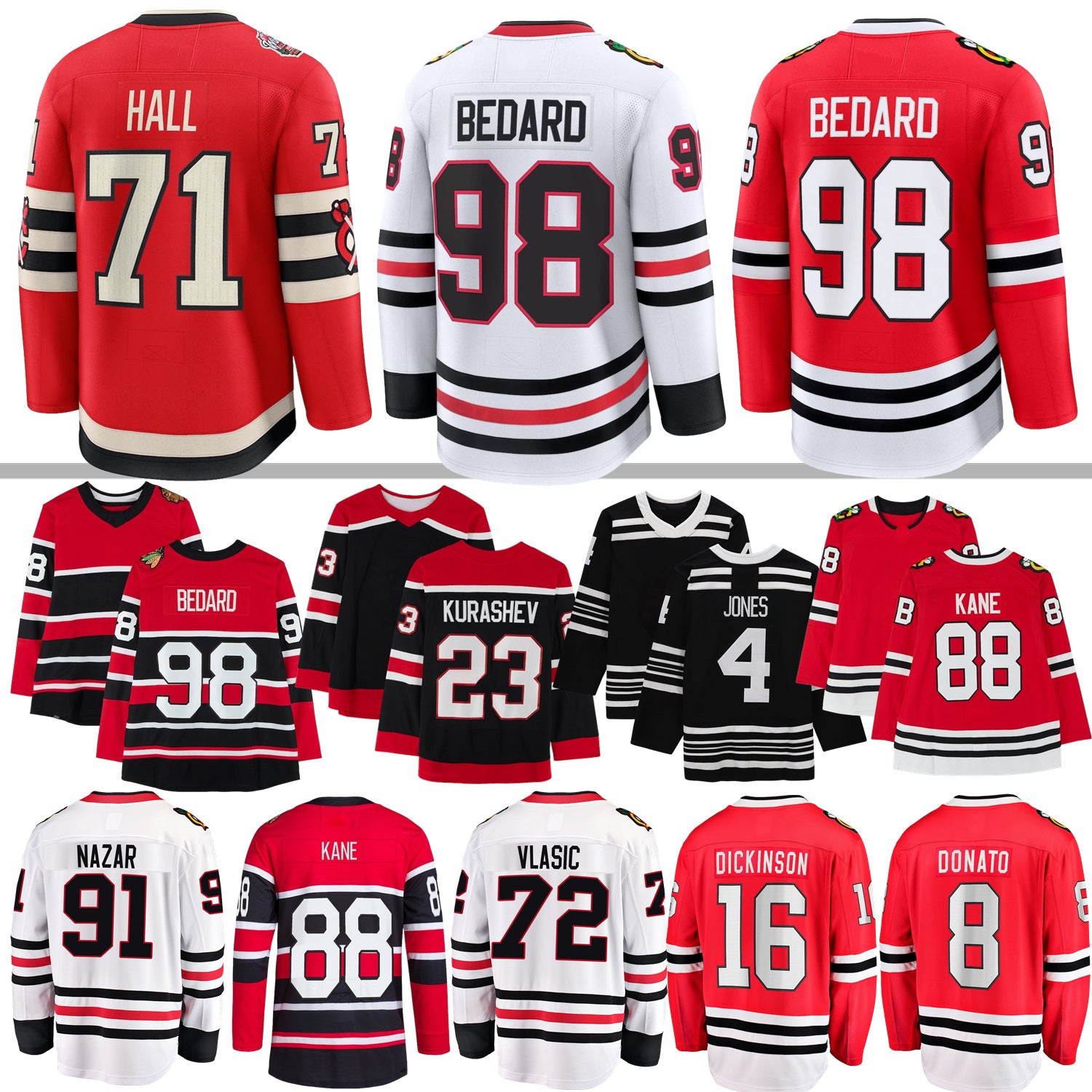 Chicago Hockey Jersey ConnorS Bedard blackhawksS Levshunov Frank Nazar Alex Vlasic Spencer Knight Teuvo Teravainen Bertuzzi Frondell Dickinson Burak