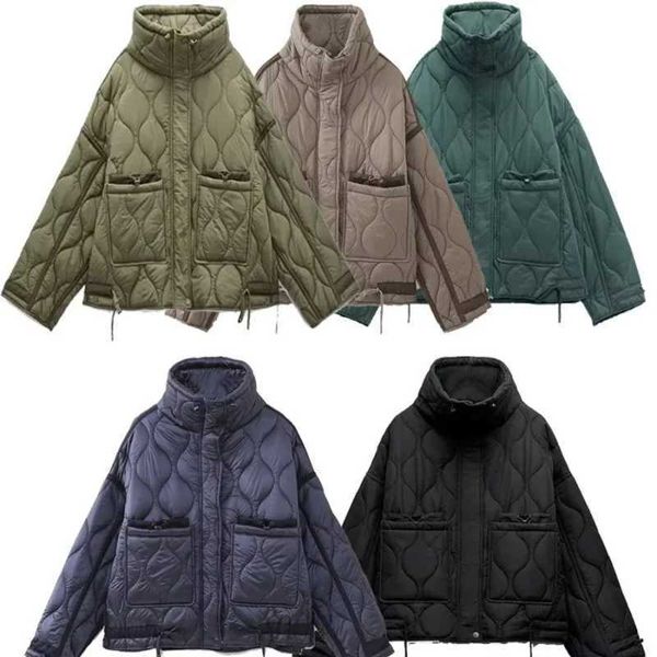 Womens Thin Cotton Coat Jacket Loose Fit Stand Collar Pocketed Vest Winter Outerwear From Cross-border Trade SourcesX241007