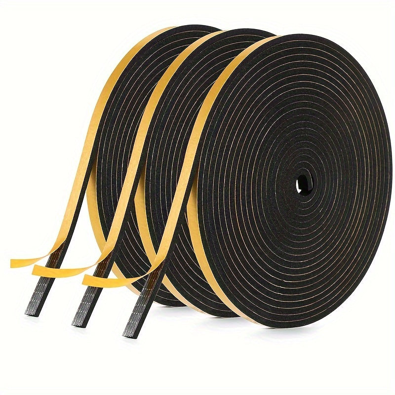 TEMU 3rolls, High-density Foam Weather Stripping Tape For Insulation Door Frames, Windows, Air Conditioners | Self-adhesive Sealing Windproof Strip