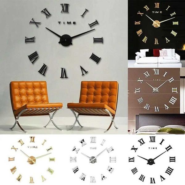 Mural Roman Numerals Office Room Wall Clock Acrylic Sticker Mirror Surface Wall StickerXJ240814
