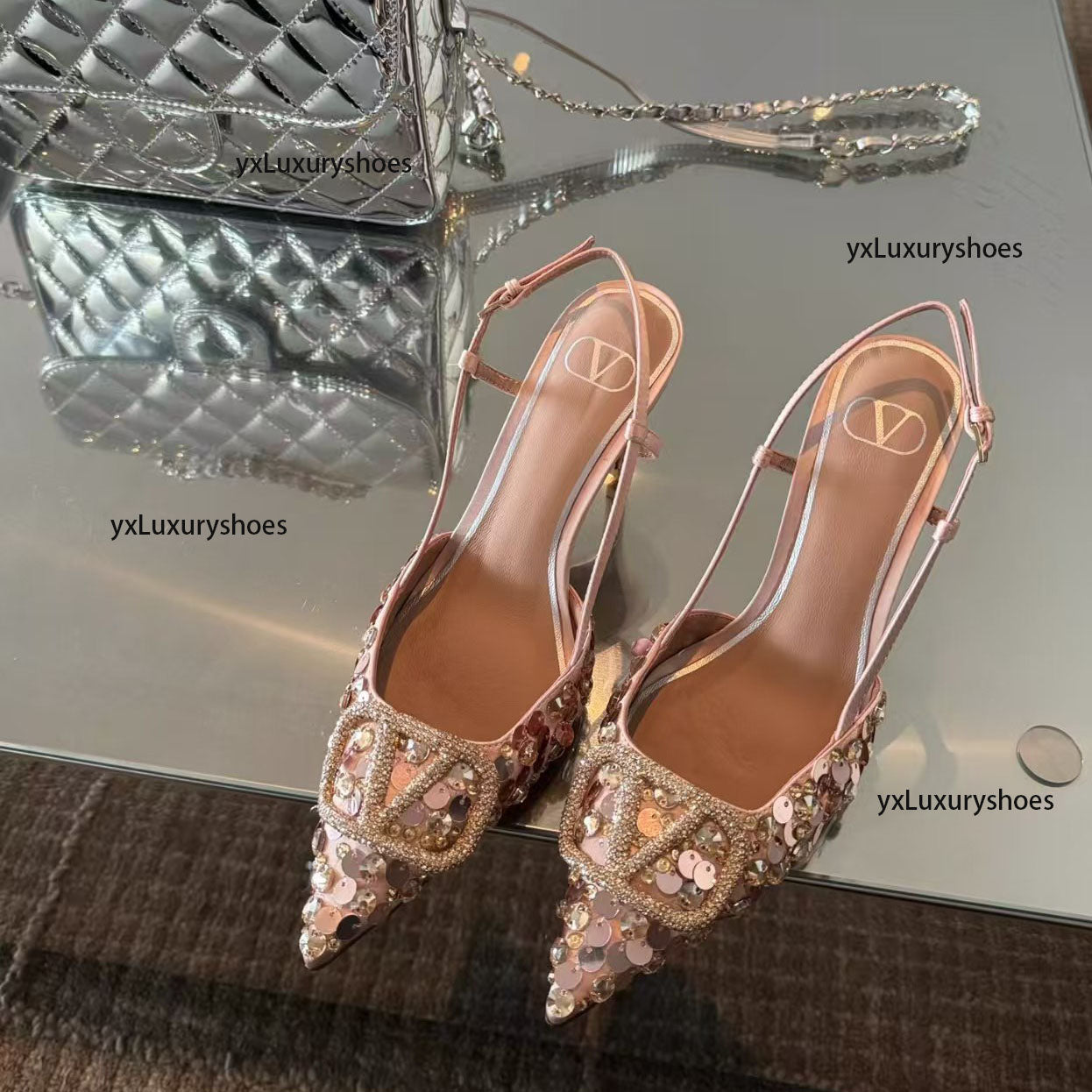 2025 Paris Designer shoes Women&#039;s new top quality 8CM high heel crystal sandals Top design handmade crystal upper ladies wedding party perfect